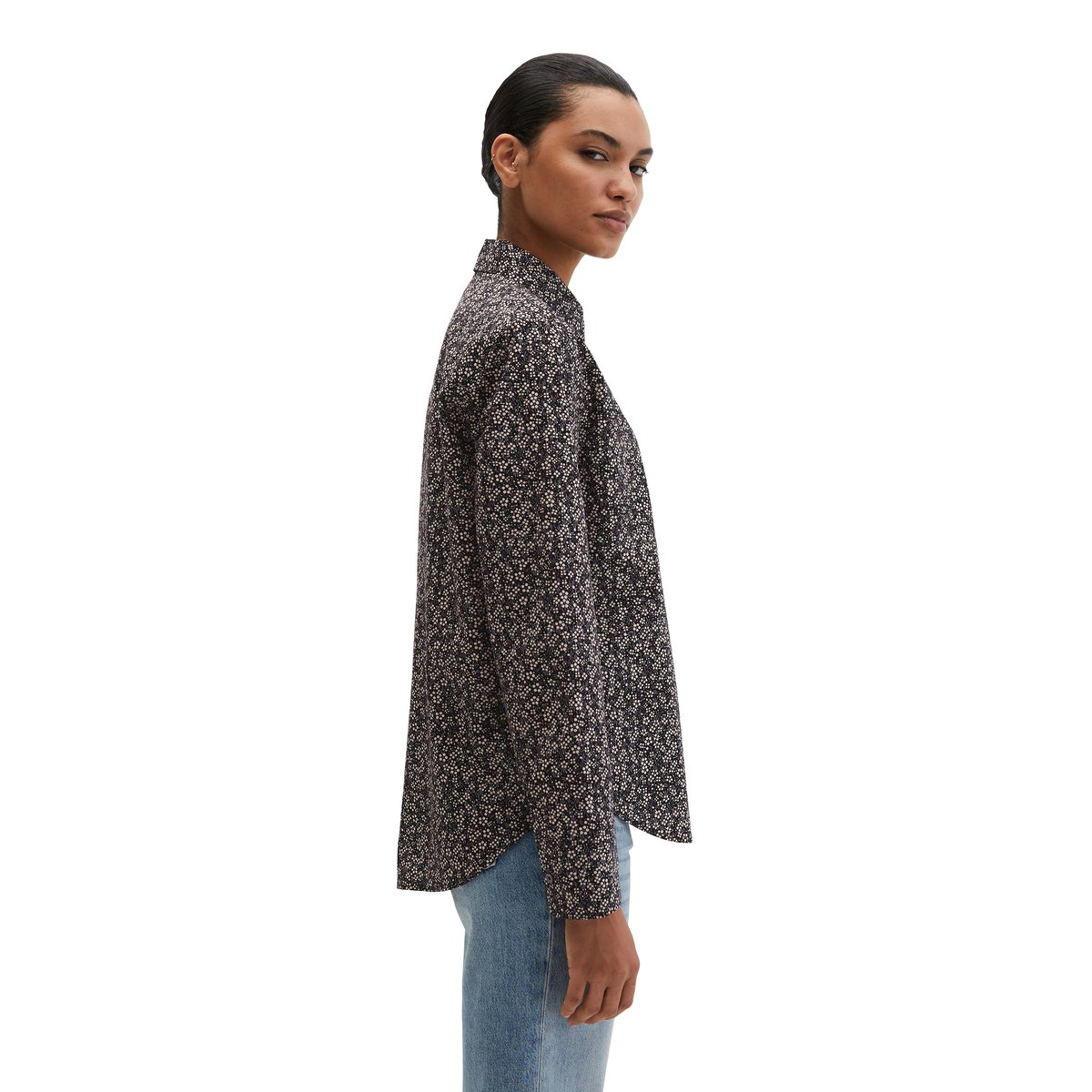 Blouse A-Shape en popeline Papertouch bleu, MARC O'POLO