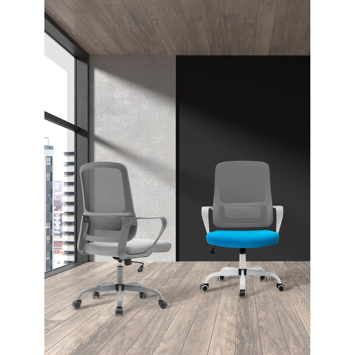 Chaise de bureau, NOAH gris, HISPANOHOGAR