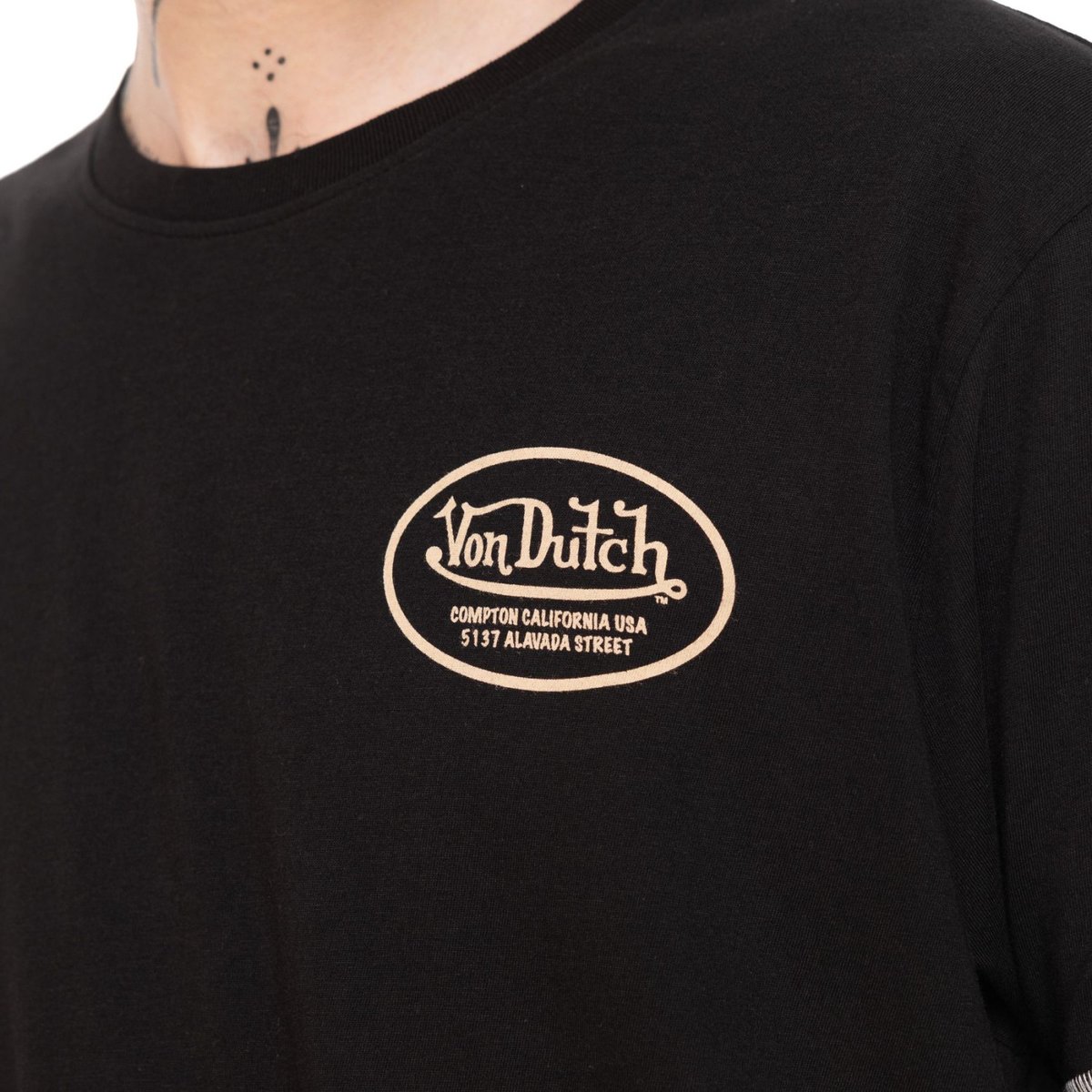 Tee shirt coton B*TCH noir/beige/orange, VON DUTCH