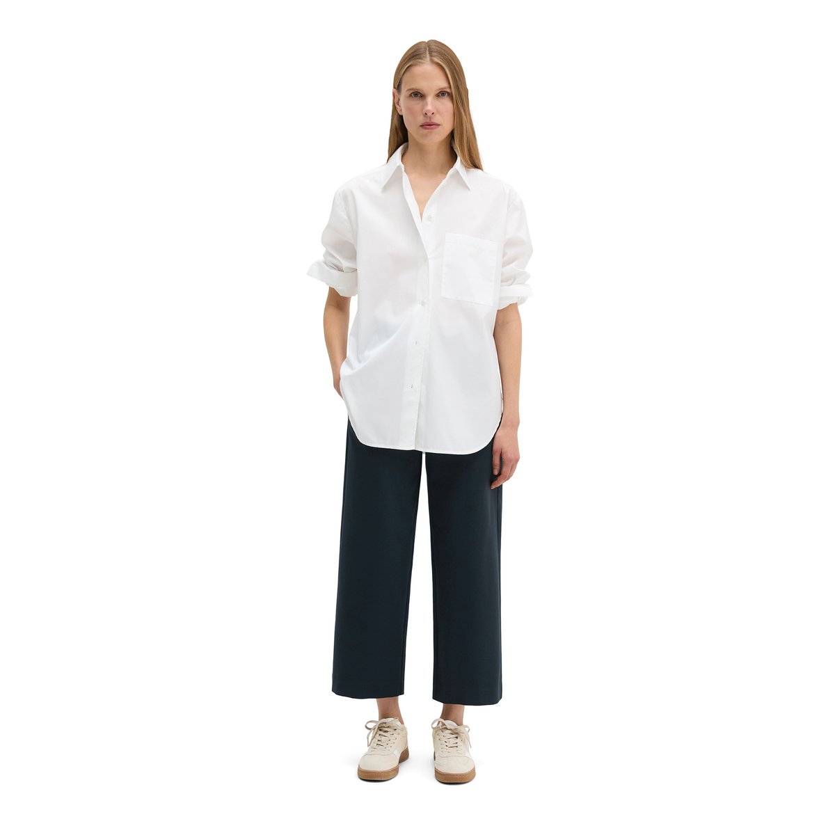 Blouse boyfriend en popeline de coton premium blanc, MARC O'POLO