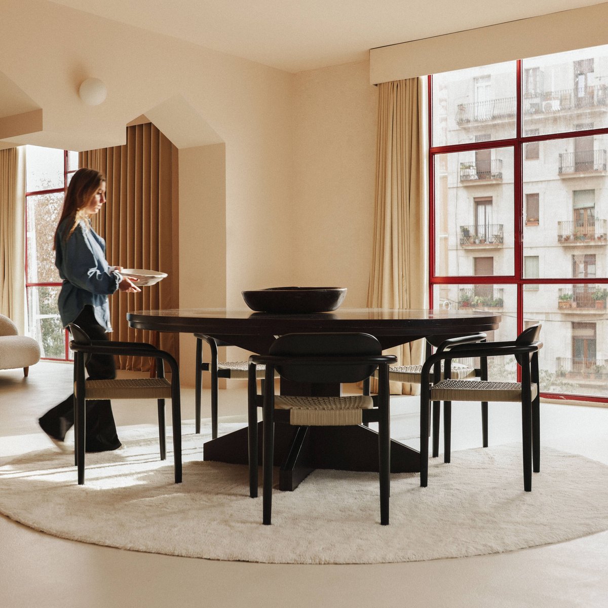 Tapis rond en laine Silhouettes naturel, LORENA CANALS