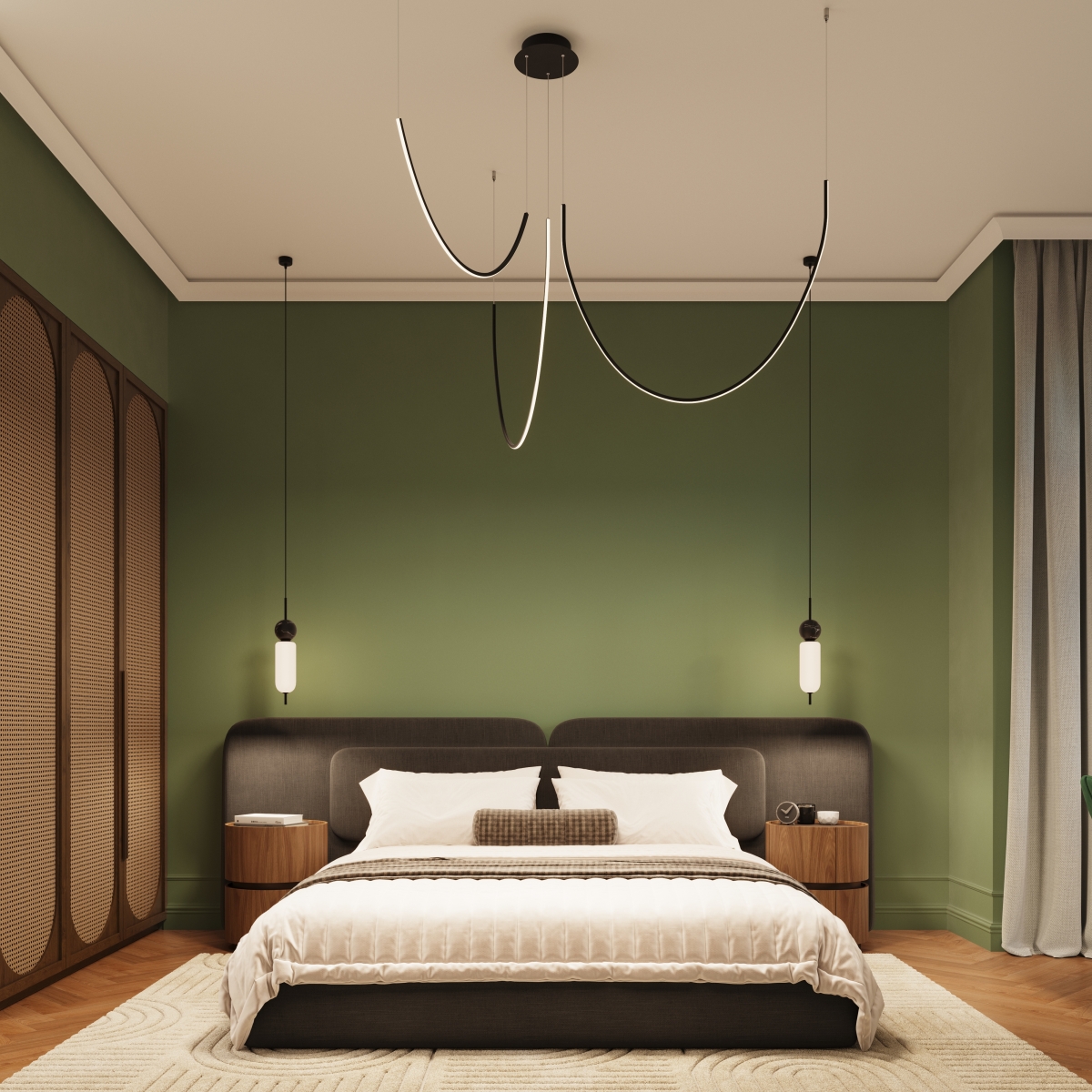 Lustre Aluminium Noir LED 1 Alvar noir, EDEN