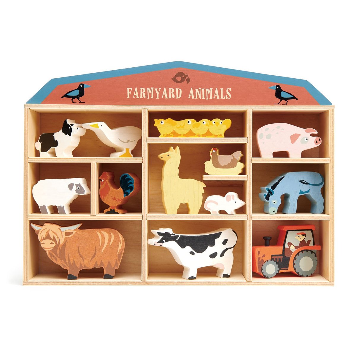 Set animaux Ferme bleu, orange, jaune, TENDER LEAF TOYS