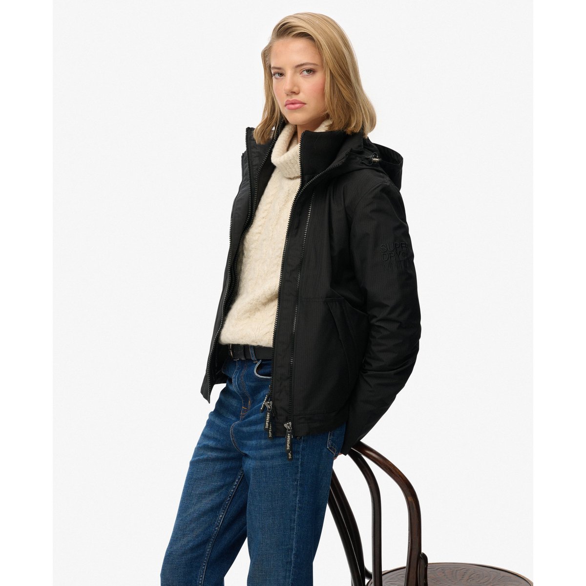 Veste Coupe-Vent à Capuche Mountain météorite noir, SUPERDRY