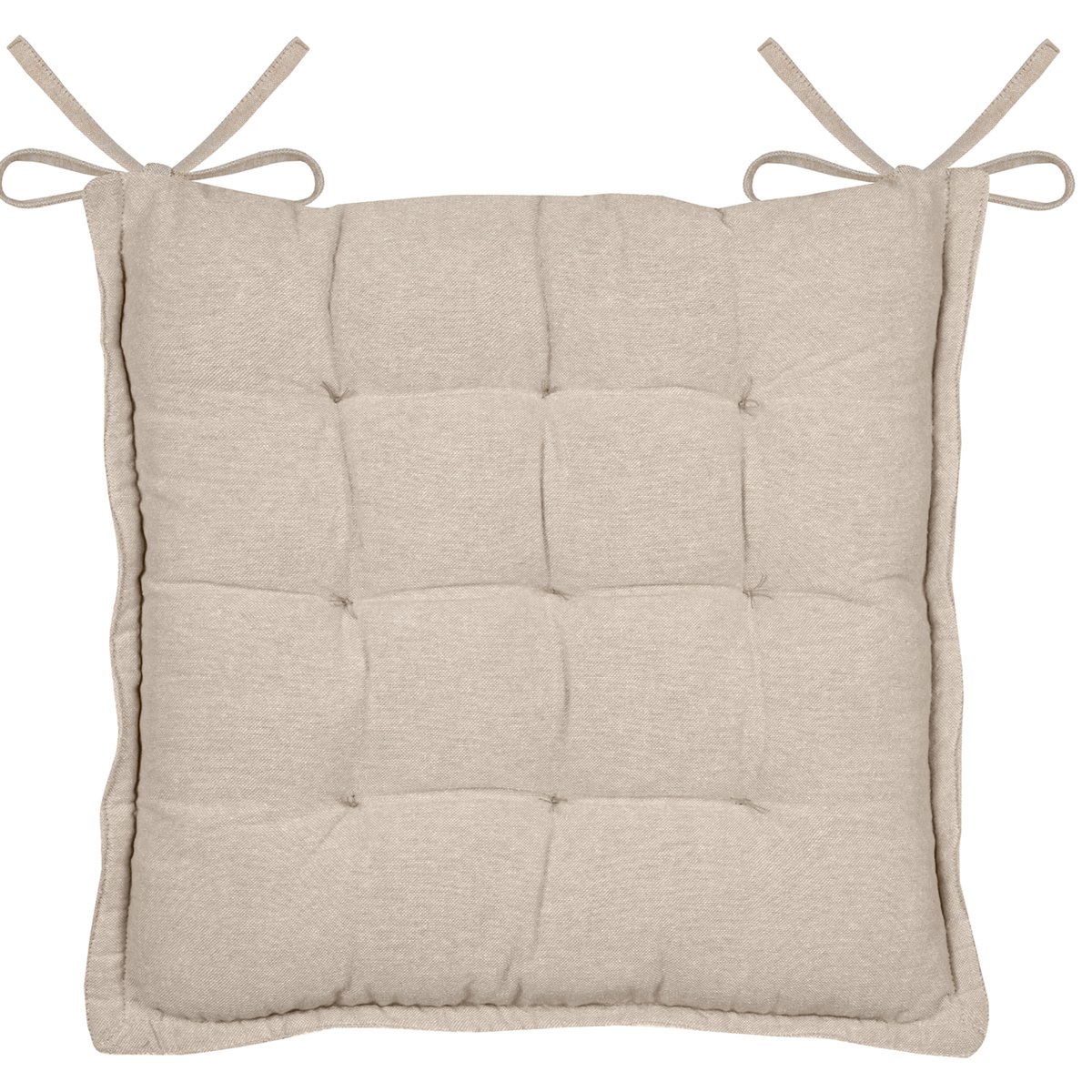 Galette de chaise matelassée poly-coton et jute blanc, LOVELY CASA