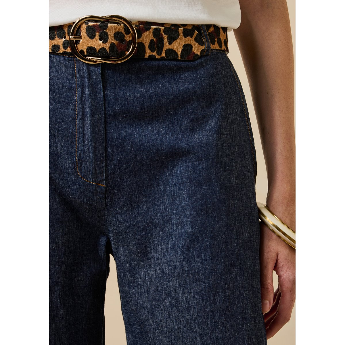 Pantalon droit et large en jean taille haute brut, LA FEE MARABOUTEE