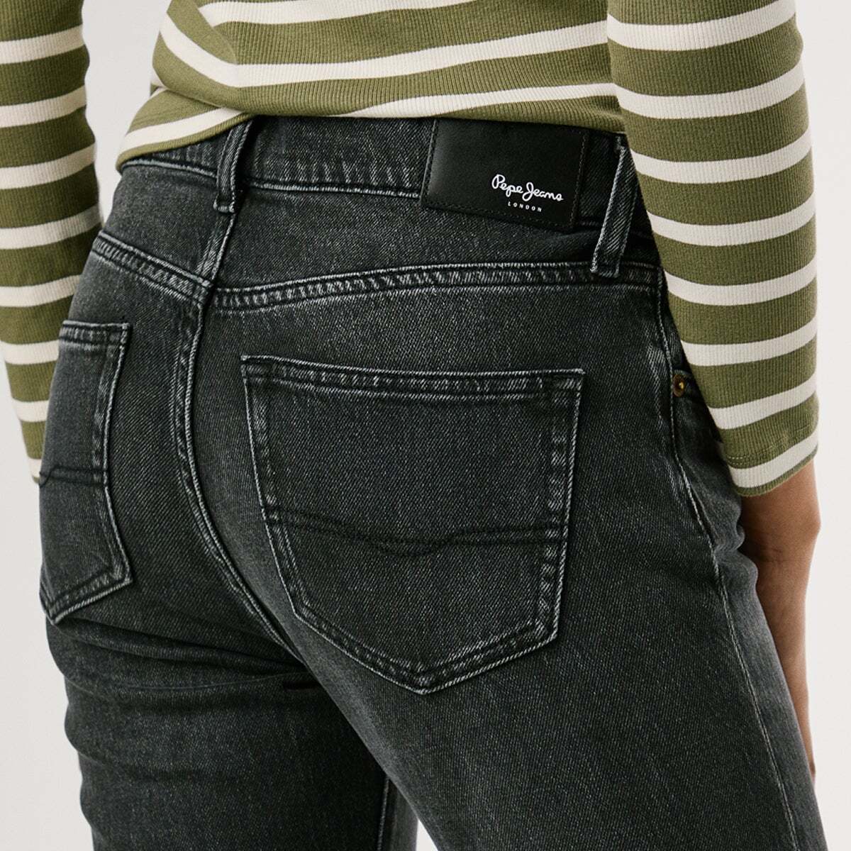 Grace - Jean Coupe Slim, Taille Moyenne faded deep black, PEPE JEANS
