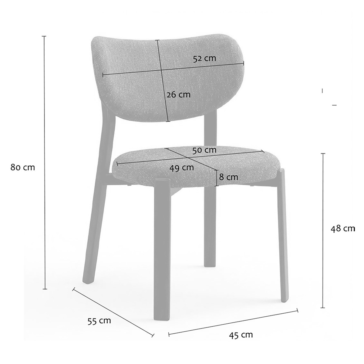 Lot de 2 Chaises en tissu OSLO marron, CALICOSY