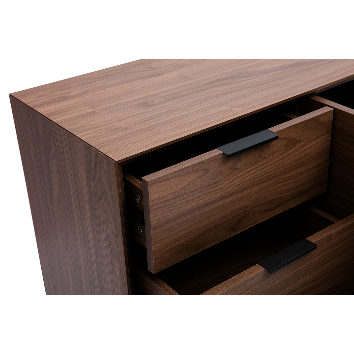 Buffet vintage finition bois foncé noyer et métal noir avec rangements L180 cm SARTO noyer, MILIBOO