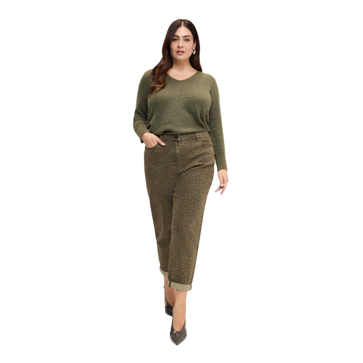 Jean Barrel imprimé animalier verde militare, FIORELLA RUBINO