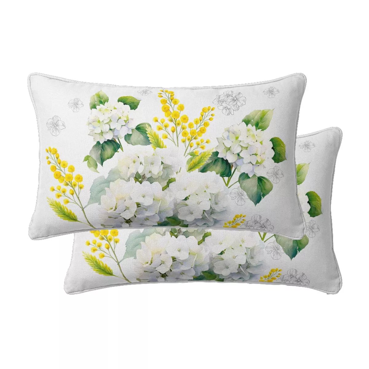 Lot de 2 taies percale de coton ANNABELLE mimosa, GARNIER THIEBAUT