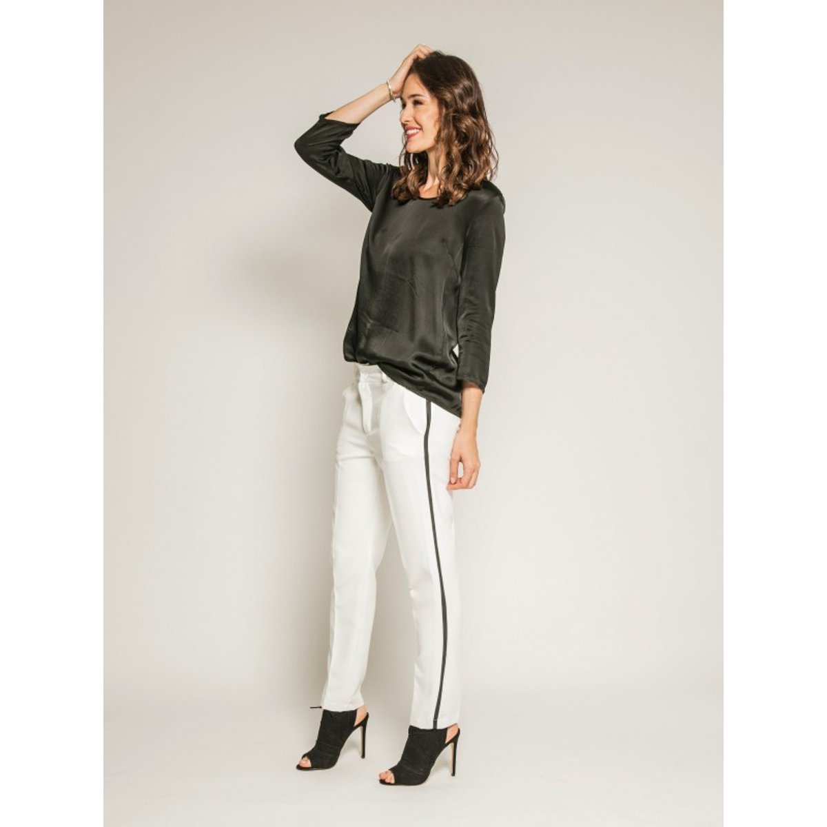 Blouse Soyeuse Manches 3/4 Olga noir, DONA LISA