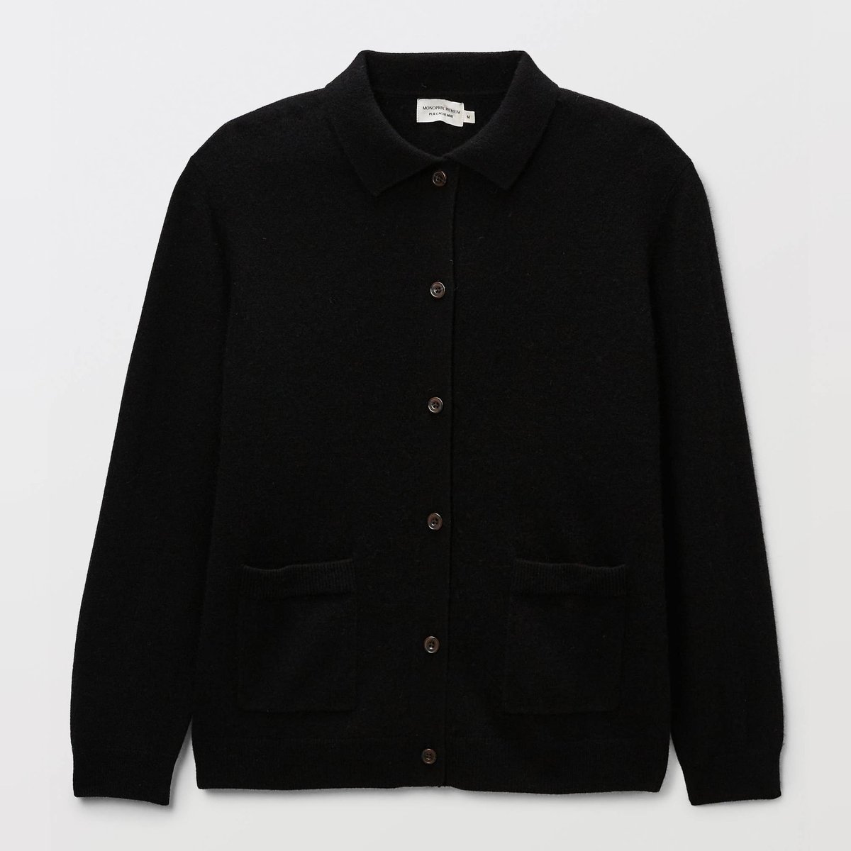 Cardigan uni en cachemire noir, MONOPRIX