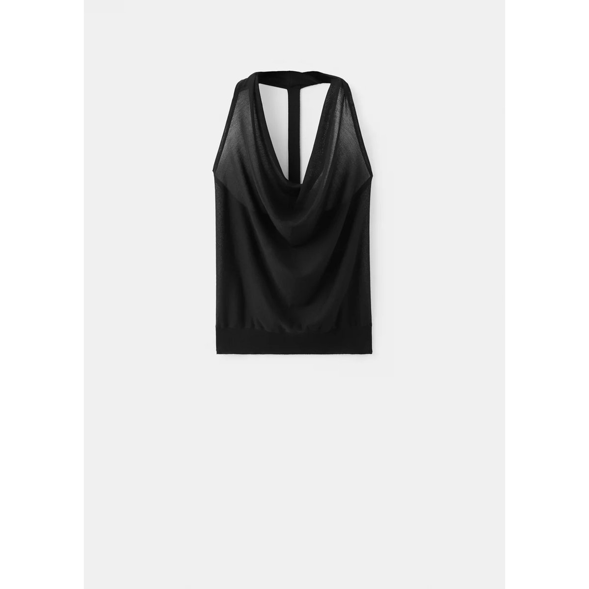 Top drapé en maille fine noir, MANGO