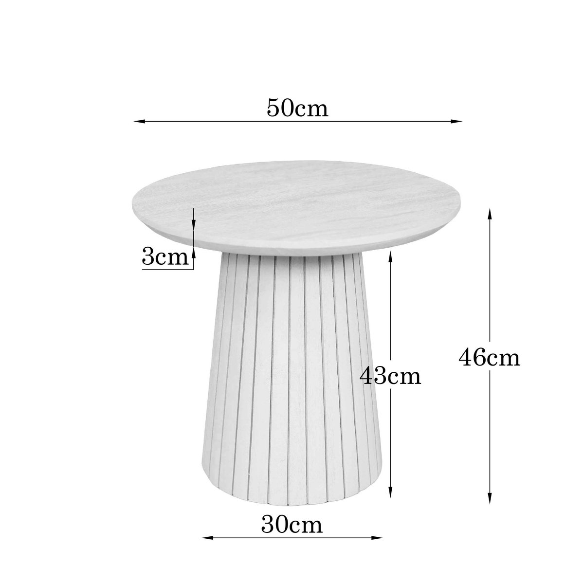 Table d'appoint ronde bois marron à pied rainuré Ø50 cm CALERO marron, PIER IMPORT