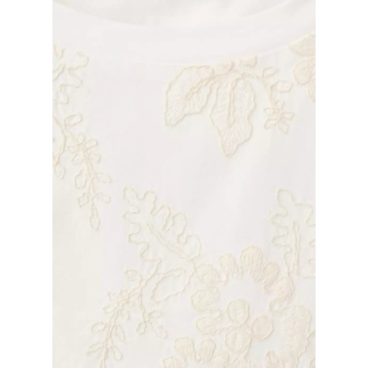 T-shirt coton broderie à fleurs écru, MANGO