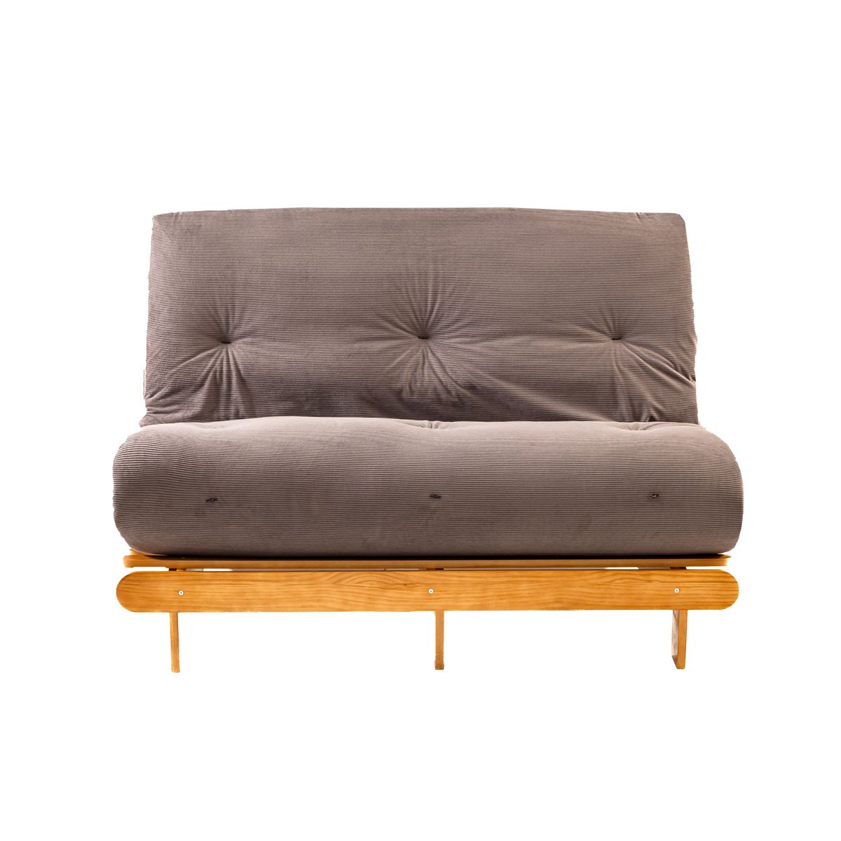Ensemble banquette et matelas futon latex confort ferme velours côtelé marron, TERRE DE NUIT