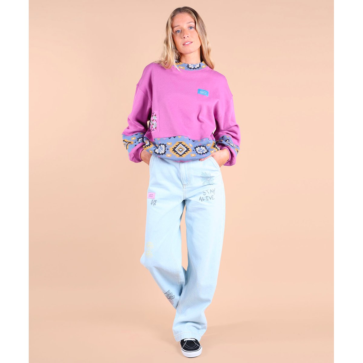 Crewneck avec jacquard artwork MIRAGE mulberry, OXBOW