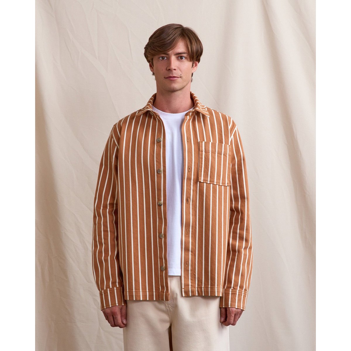Sur chemise GASTINE brique et écru, FAGUO
