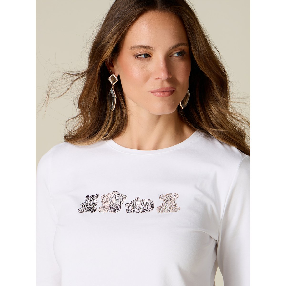 T-shirt avec micro cristaux blanc, OLTRE