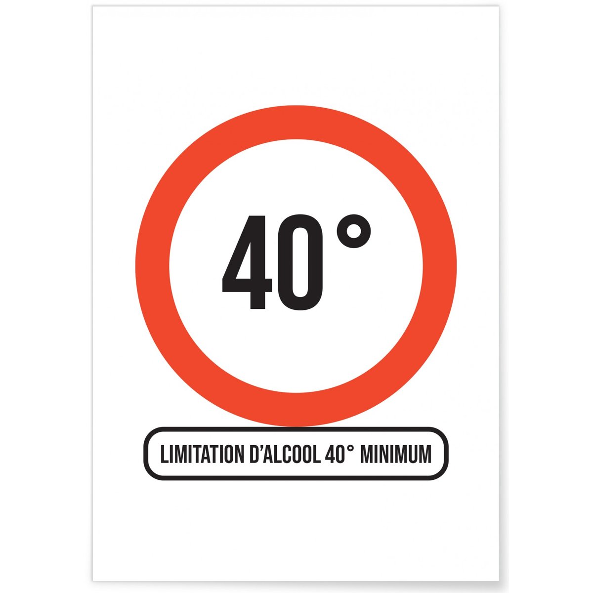 Affiche Limitation 40 degrés blanc, L'AFFICHERIE