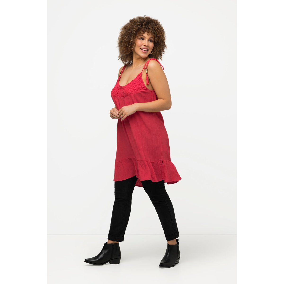 Haut sans manches, silhouette en A. Ruchés framboise, ULLA POPKEN