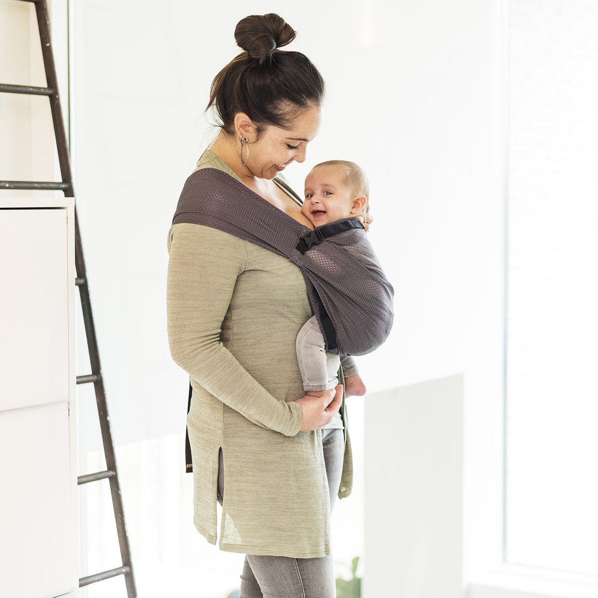 Porte bébé Mini Sling gris, MINIMONKEY