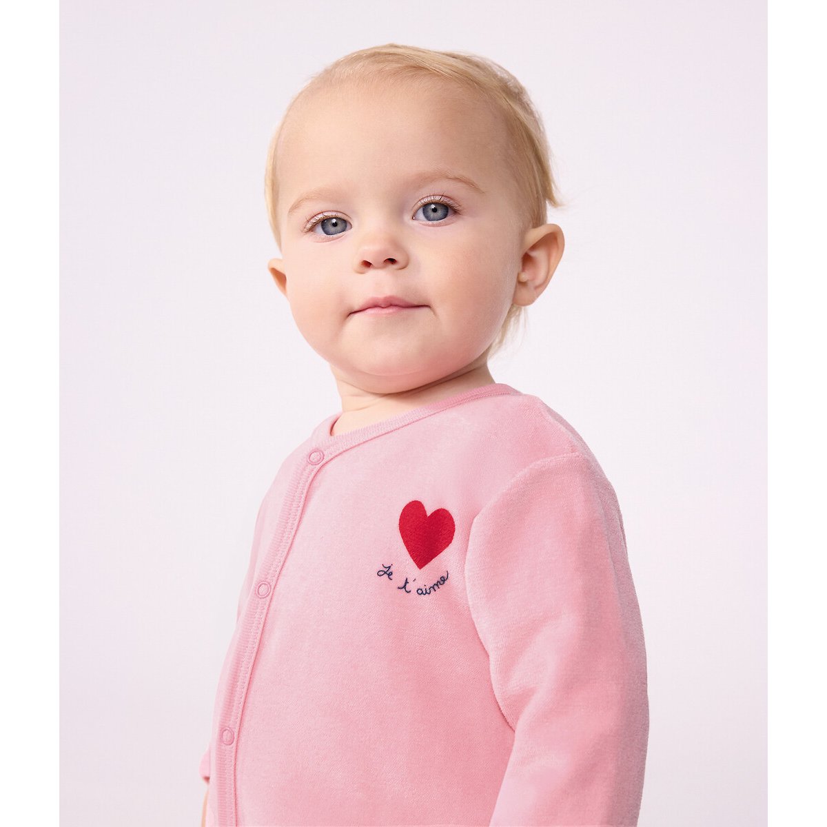 Pyjama avec pieds en velours rose, PETIT BATEAU