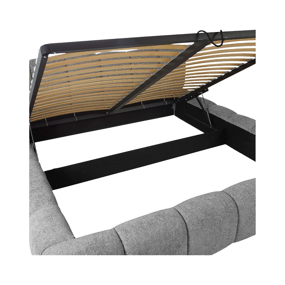 Lit coffre en tissu chenille SETANA gris, HABITAT