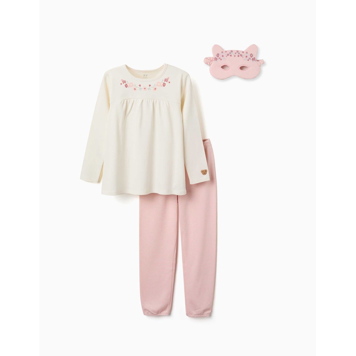 Pyjama à manches longues en coton avec masque rembourré blanc, ZIPPY
