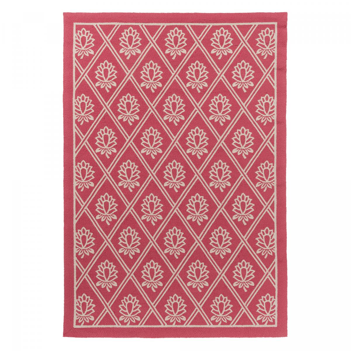 Tapis extérieur kilim fait main PORSTER rouge, blanc, UN AMOUR DE TAPIS