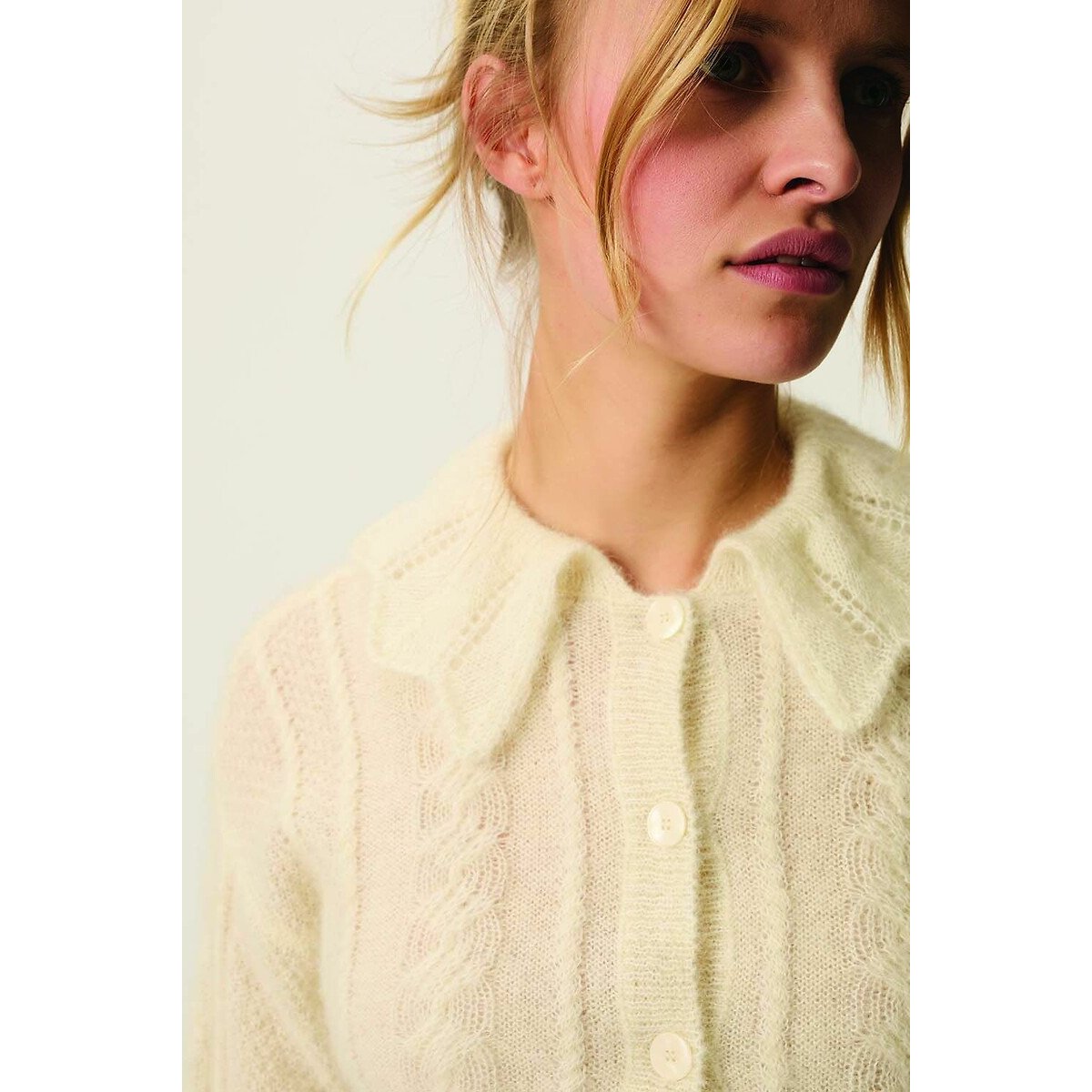 Capucine Cardigan with Peter Pan Collar cream, DES PETITS HAUTS