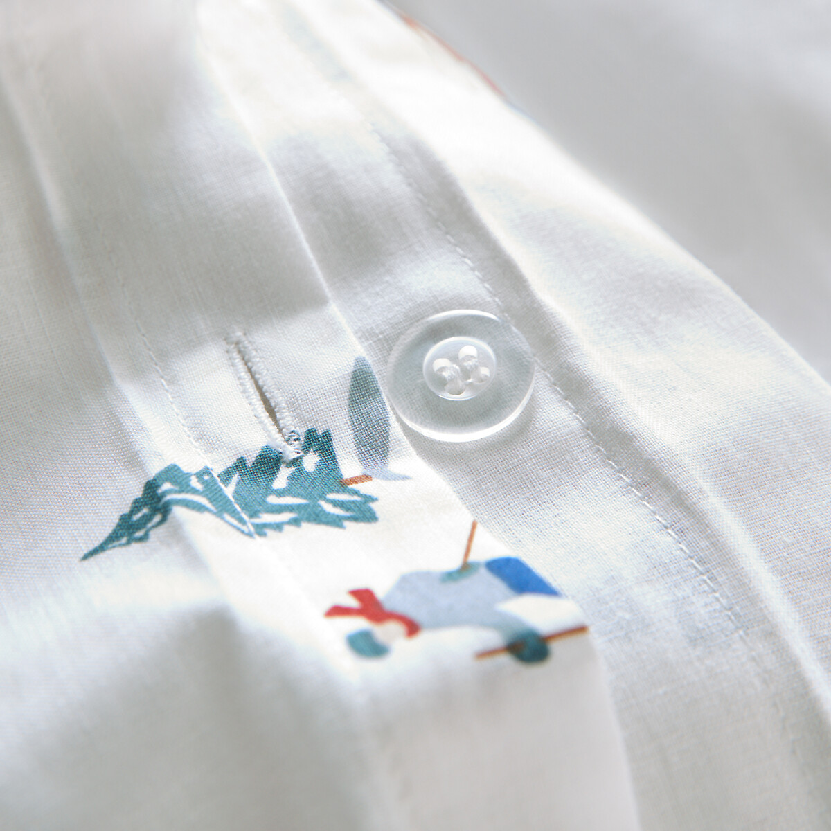 Parure de lit enfant en 30% coton recyclé, taie carrée, TOUT SCHUSS imprimé fond écru, LA REDOUTE INTERIEURS