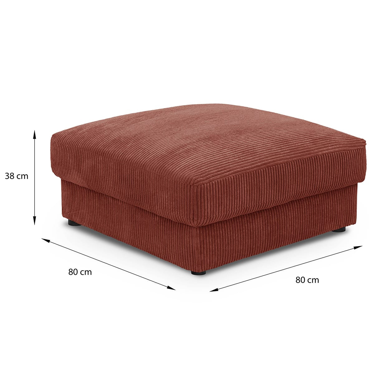 Pouf en velours côtelé - ROBIN rouille, HOMIFAB