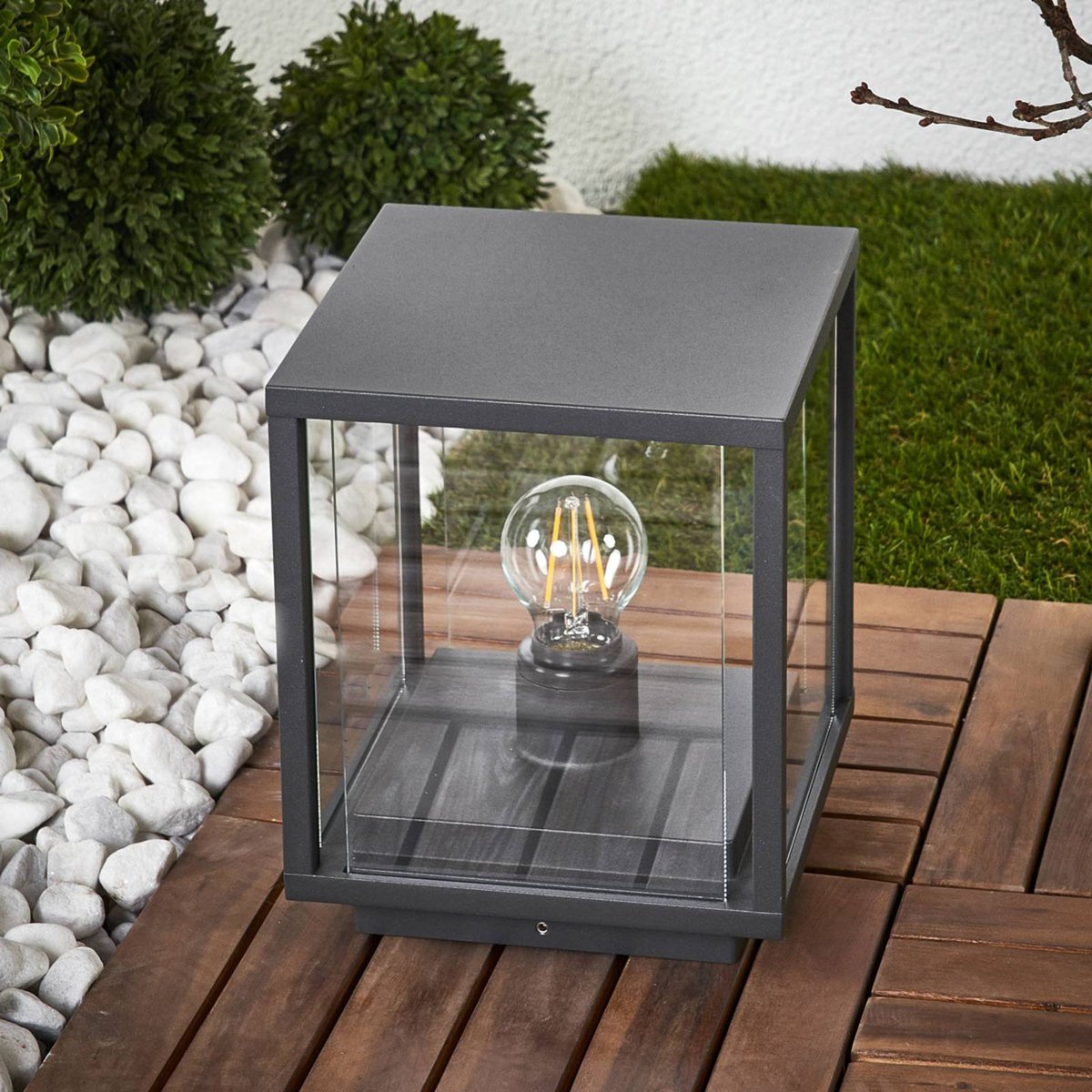 Luminaire extérieur en aluminium moderne gris foncé, clair, LUCANDE