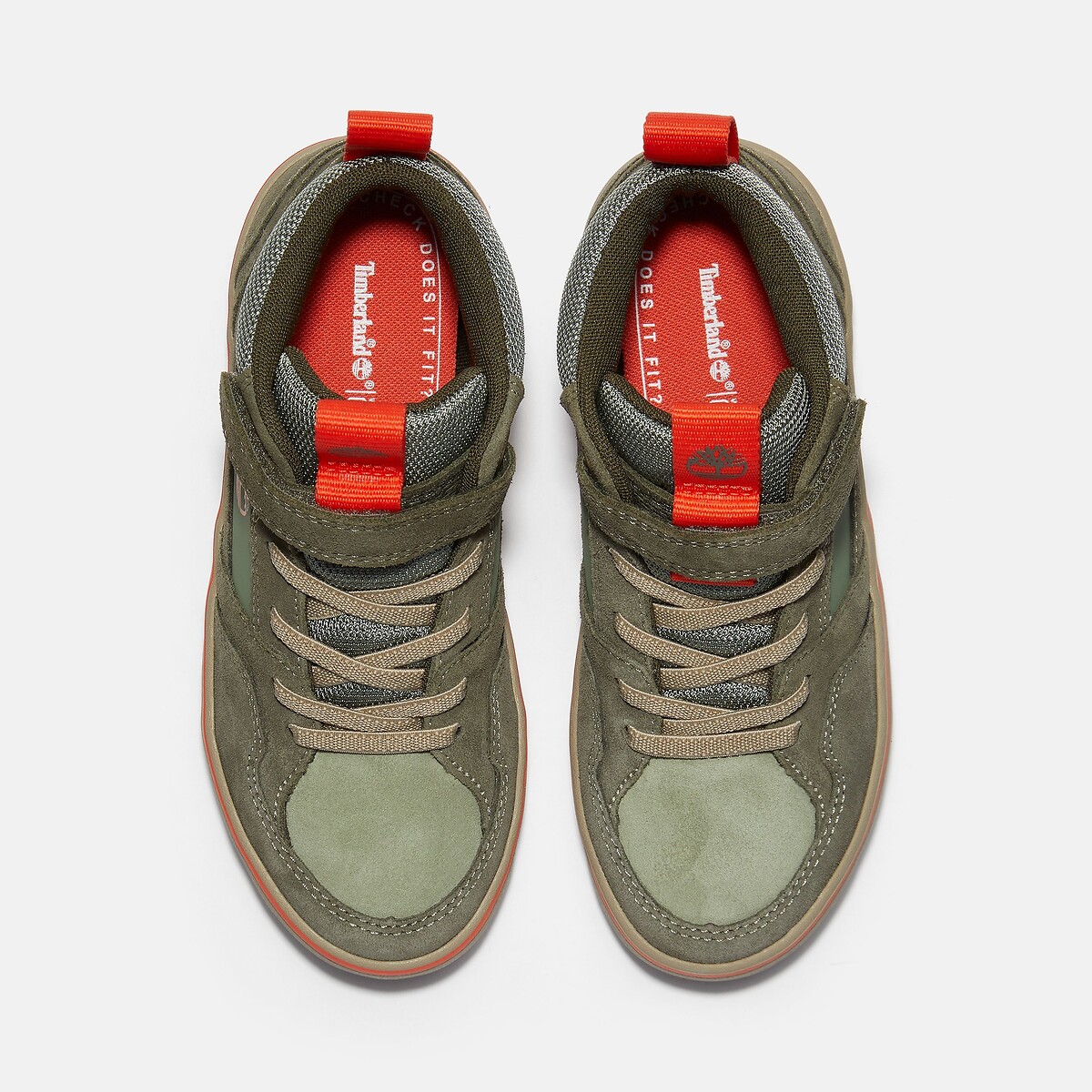 Baskets en cuir, à lacets élastiqués, STONE JUMP MID HOOK & LOOP kaki, TIMBERLAND