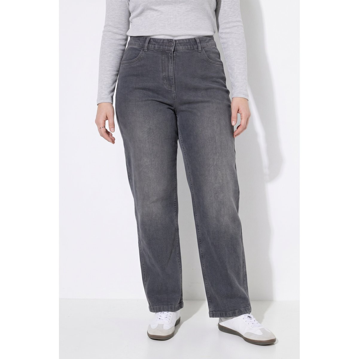 Jeans Mary jambe large jean gris, ULLA POPKEN