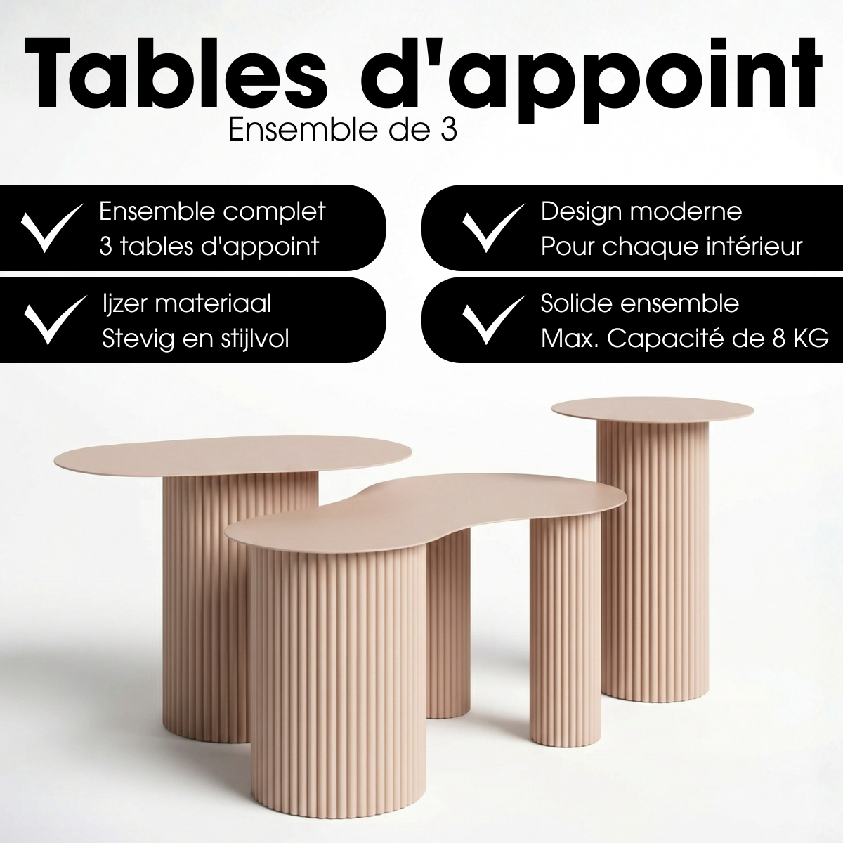 Table d'appoint LUX marron clair, MICA DECORATIONS