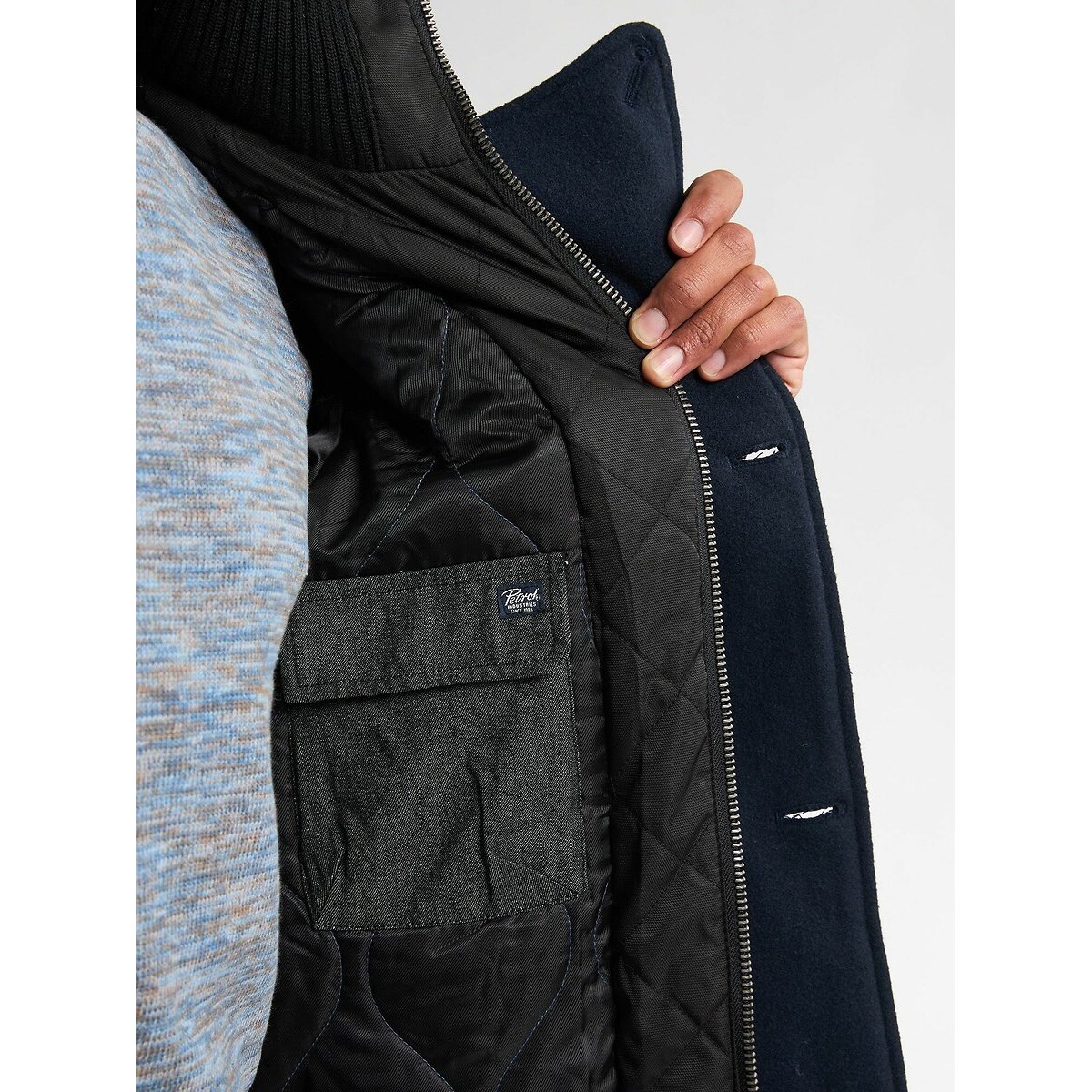Pea coat with trim navy blue, PETROL INDUSTRIES