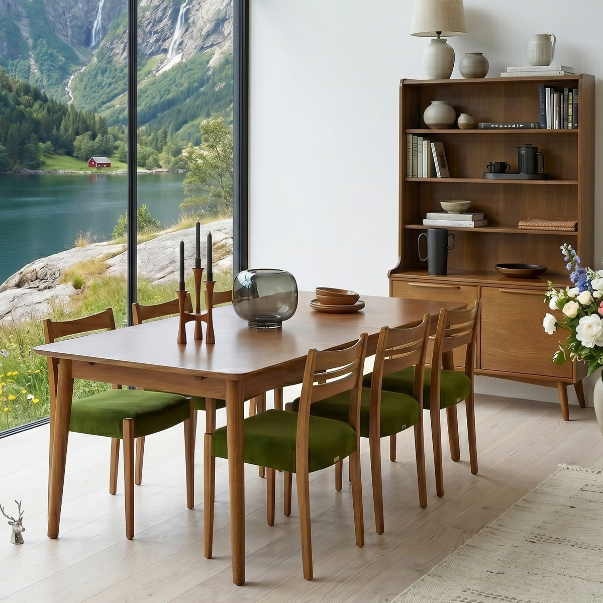 Table à manger rectangulaire style scandinave, 8/10 convives BEN marron, ROBIN DES BOIS
