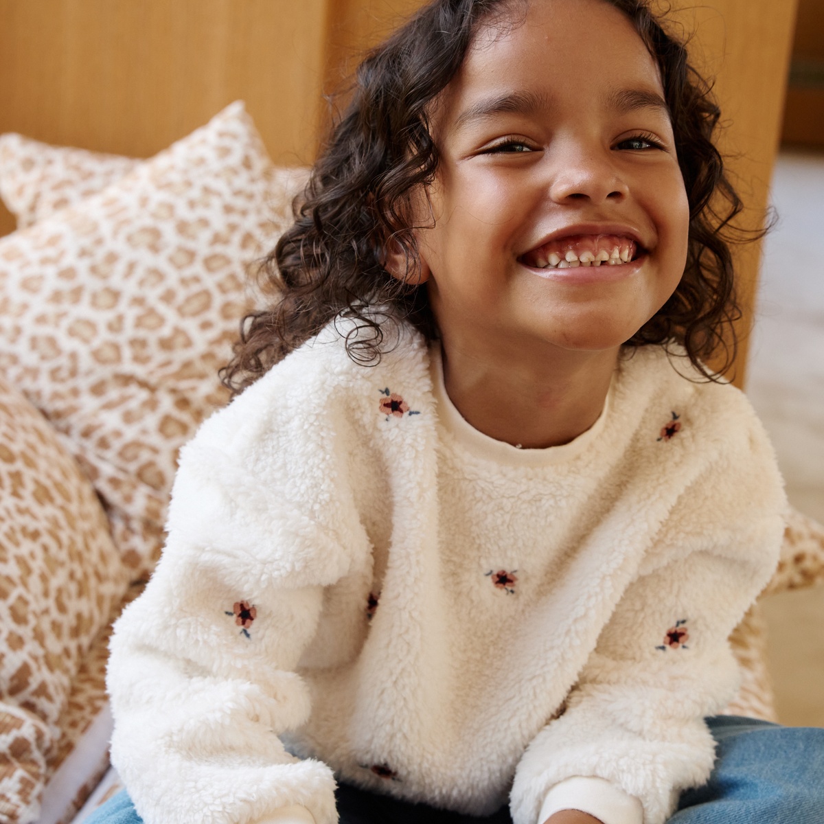 Sweat-shirt bébé en sherpa Cléo vanille, PETIT BEGUIN