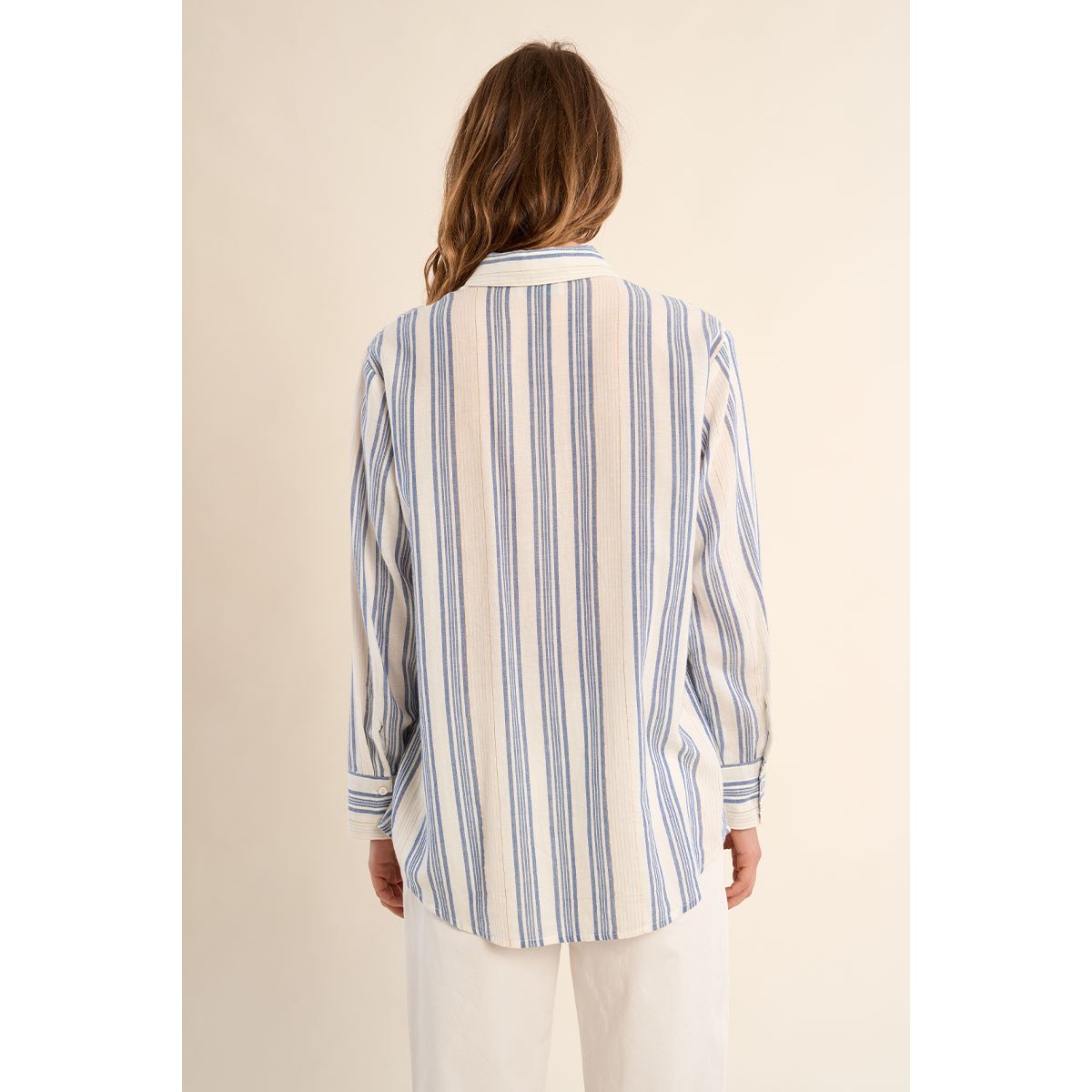 Chemise en coton, rayée bleu, MOLLY BRACKEN