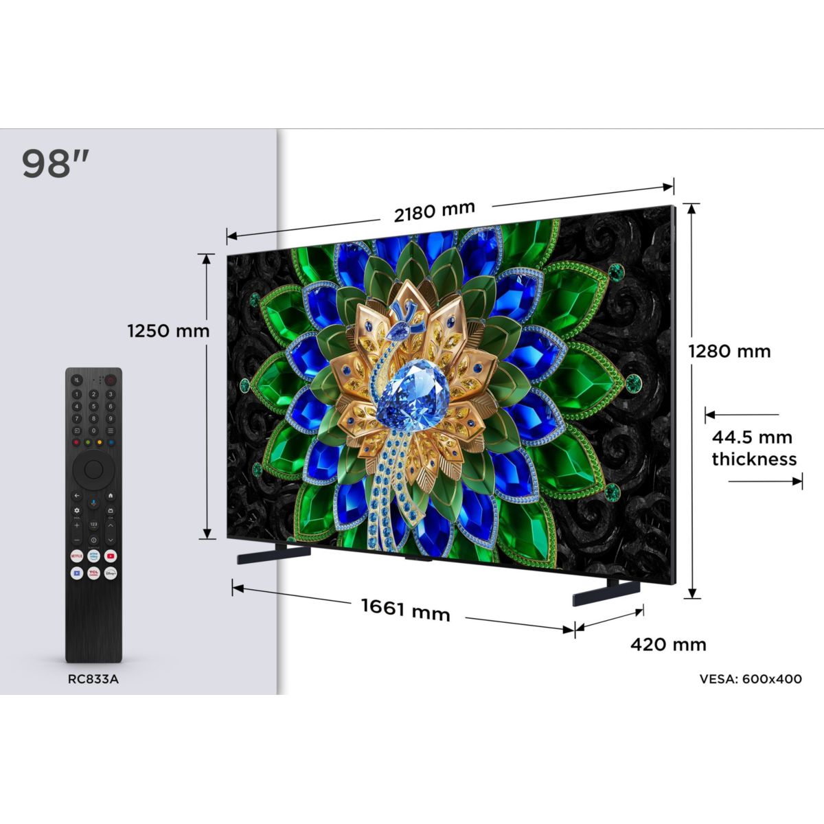 TV Mini LED 98A400U (2026) 98" (249 cm) couleur unique, TCL
