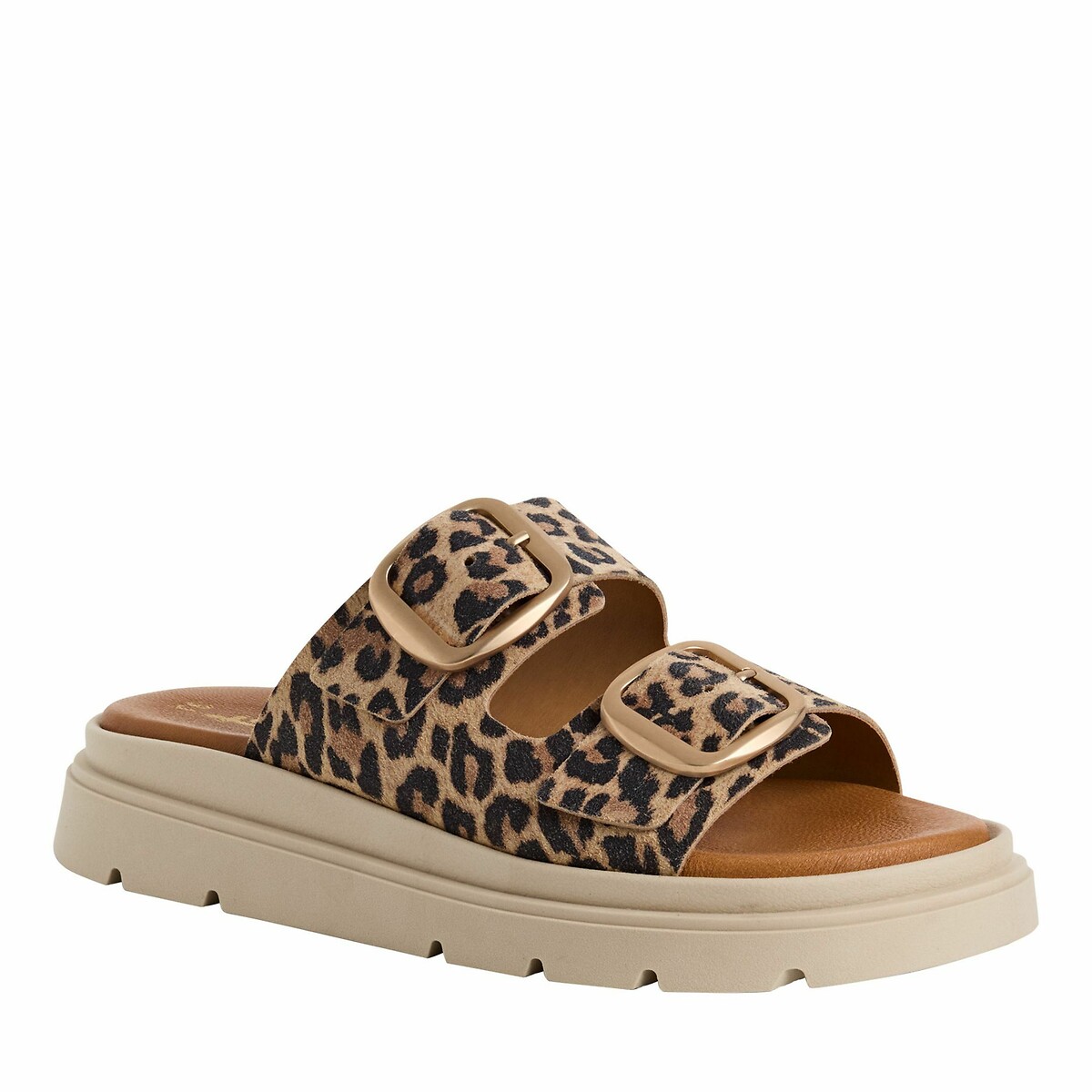 Mules chunky en cuir léopard, TAMARIS