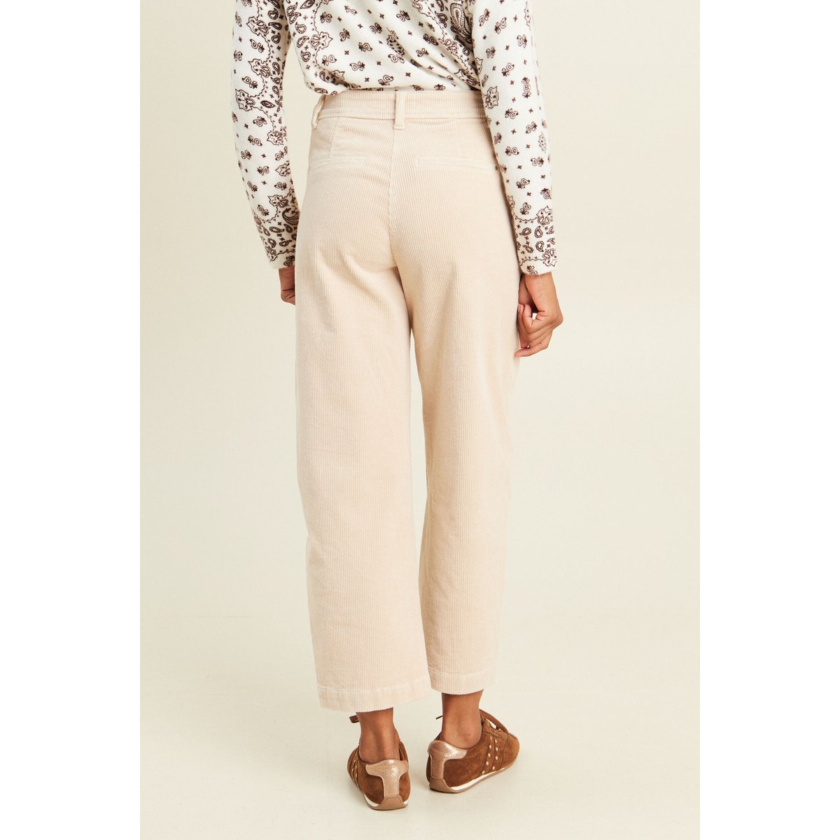 Pantalon large 7/8ème en velours sable, BREAL