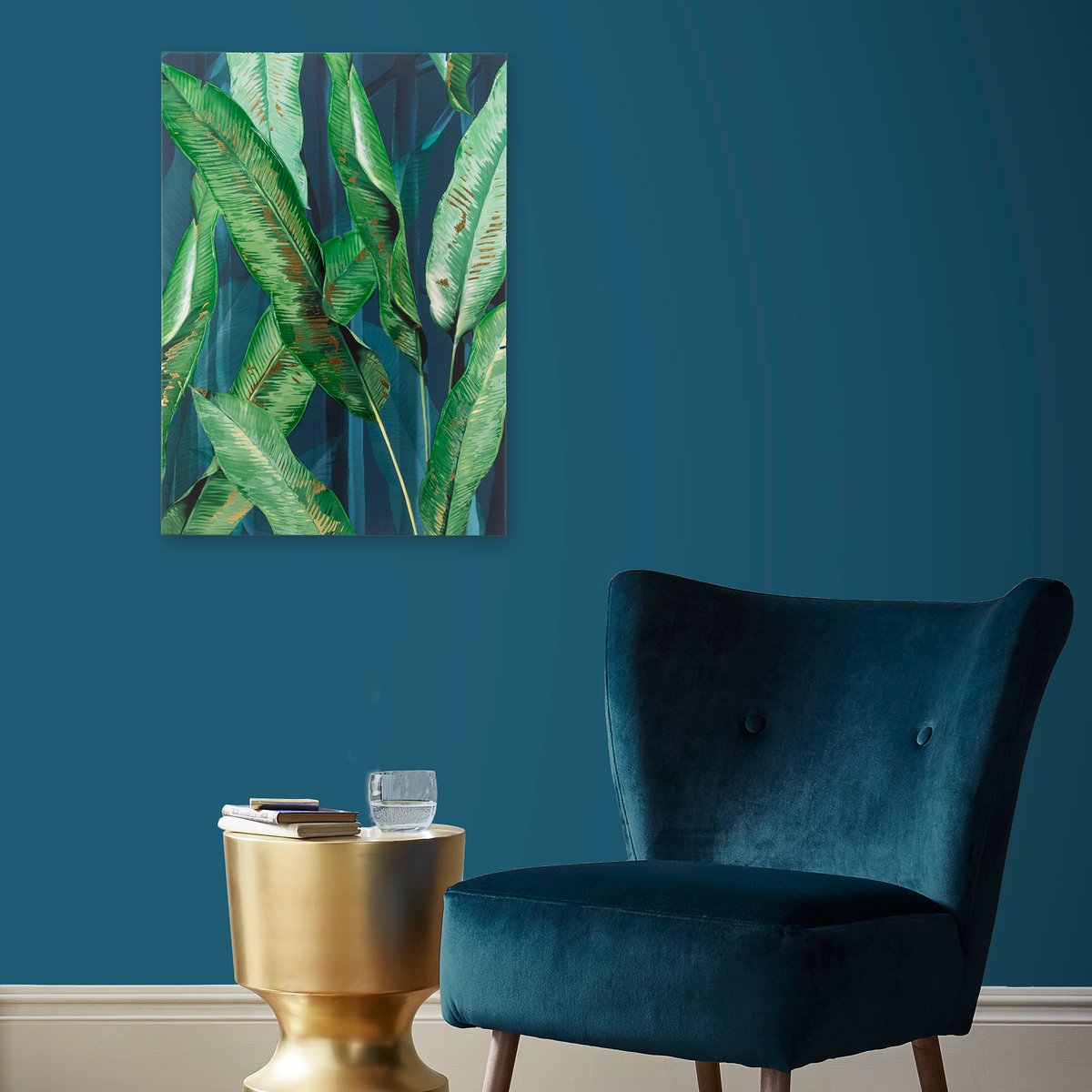 Toile imprimée Feuilles lumineuses vert, turquoise, ART FOR THE HOME