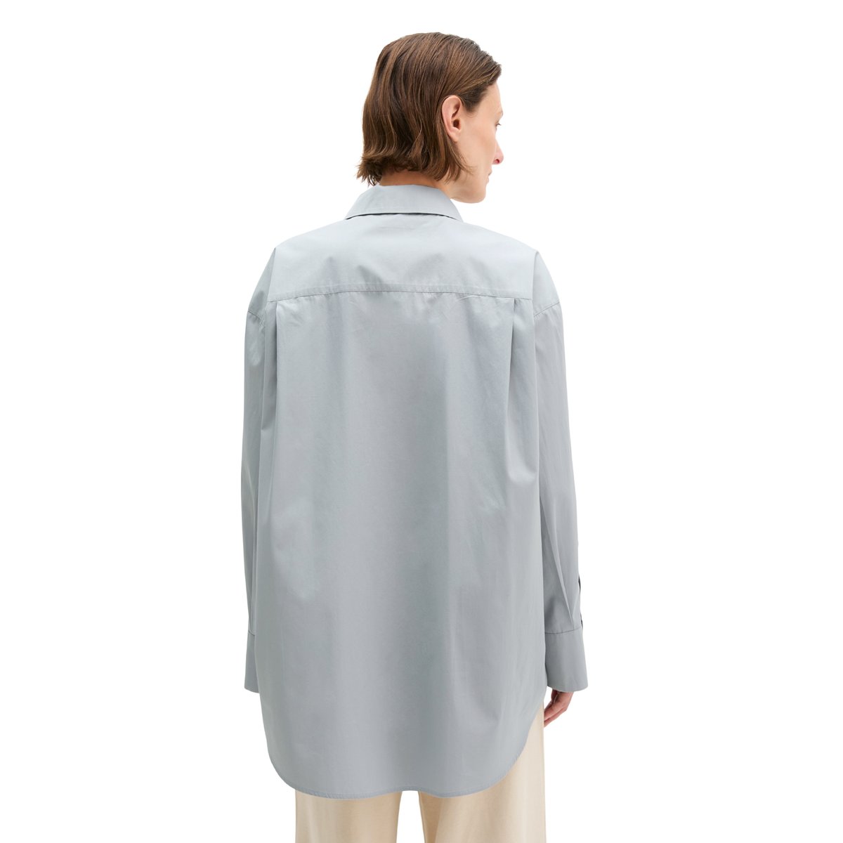Blouse boyfriend relaxed en popeline de coton premium gris, MARC O'POLO