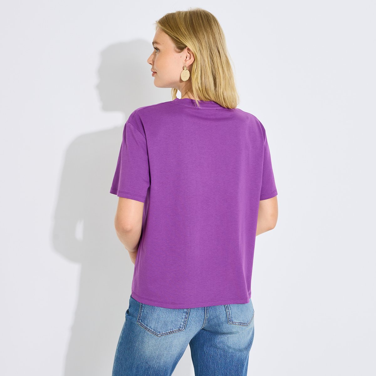 T-shirt manches courtes imprimé rose violet, GRAIN DE MALICE