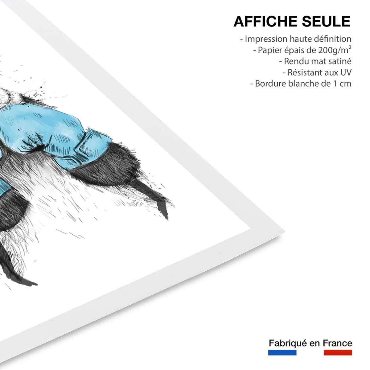 Affiche enfant boxe panda affiche seule, HEXOA