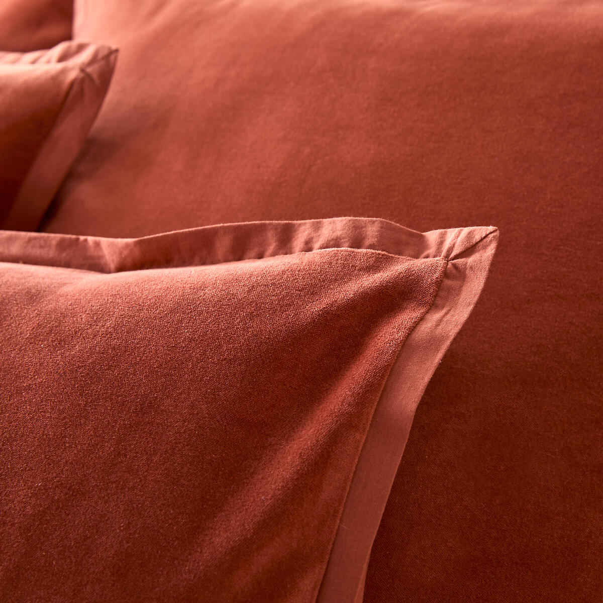 Noria Double-Sided Duvet Cover in Washed Cotton/Velvet sienna, LA REDOUTE INTERIEURS